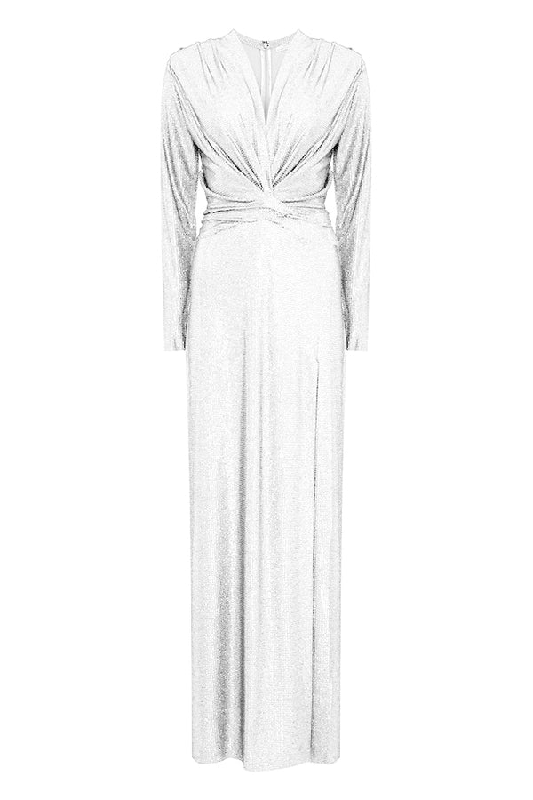 Long sparkling dress with pleats