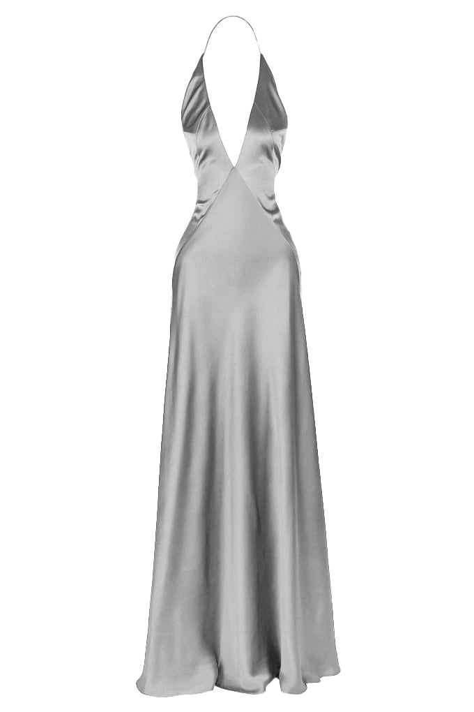 Long silk dress with open back     Maison D'Angel Ann