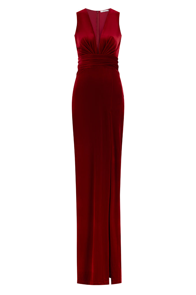 LONG VELVET DRESS  SLEEVELESS WITH SLIT