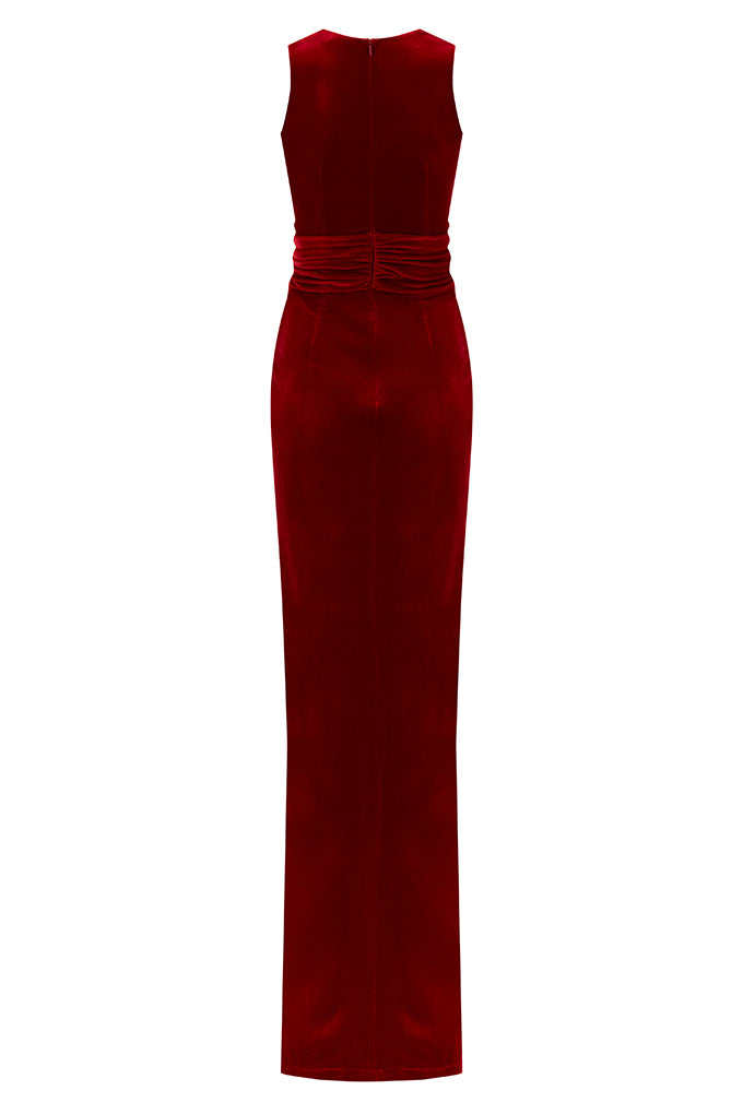 LONG VELVET DRESS  SLEEVELESS WITH SLIT