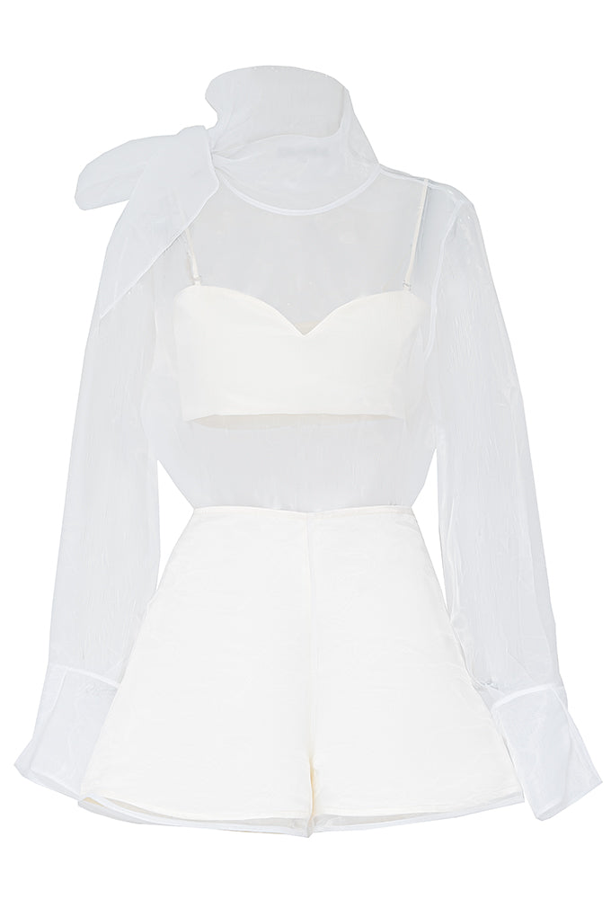 Eve Organza Set White Shorts