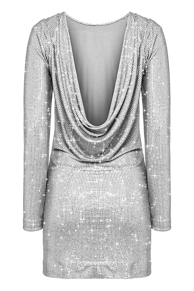 Sparkling mini dress with open back