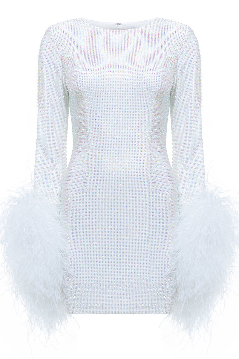 MINI DRESS WITH FEATHER SLEEVES