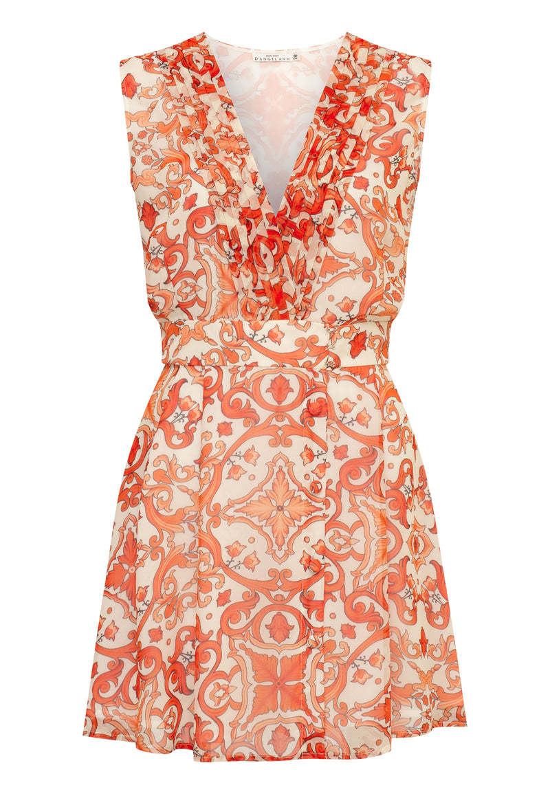 MINI CHIFFON FLORAL DRESS SLEEVELESS