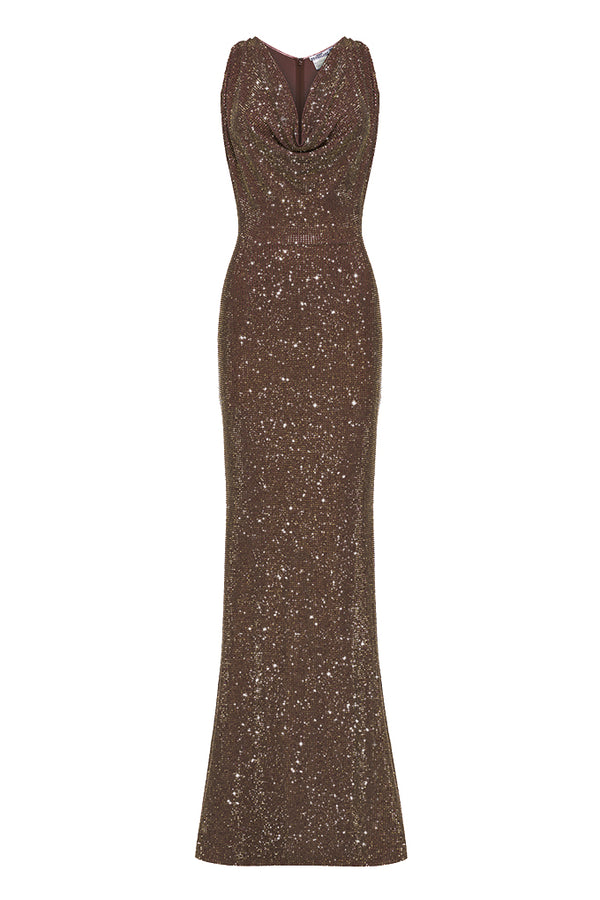 Long dress decorated with crystals Maison D'Angel Ann