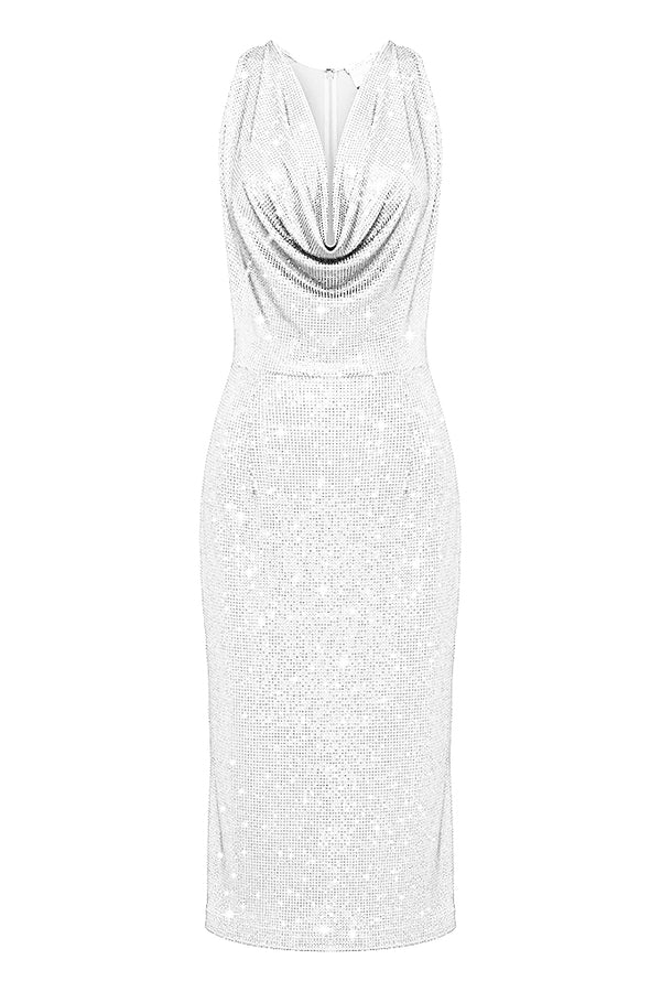 MIDI DRESS DECORATED WITH CRYSTALS