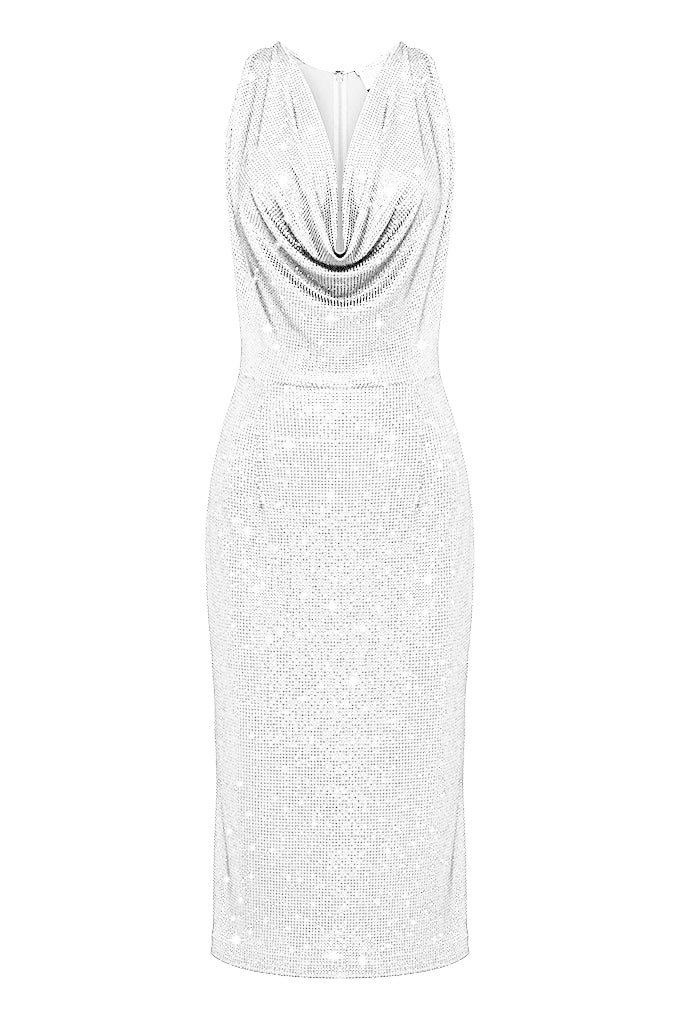 MIDI DRESS DECORATED WITH CRYSTALS