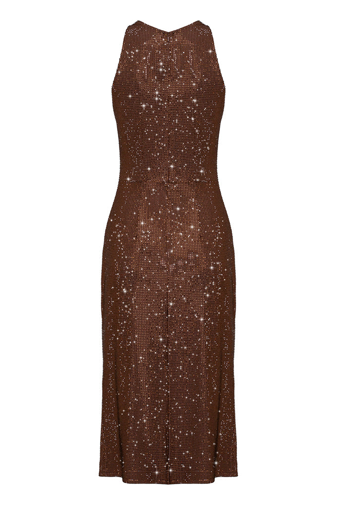 MIDI DRESS DECORATED WITH CRYSTALS