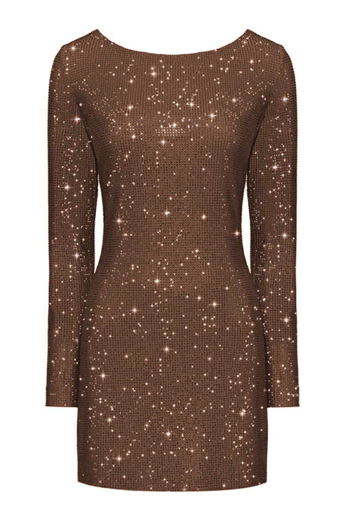 Sparkling mini dress with open back