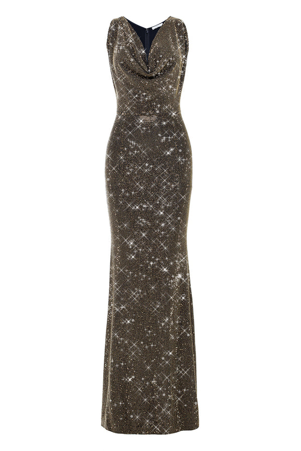 Long dress decorated with crystals               Maison D'Angel Ann