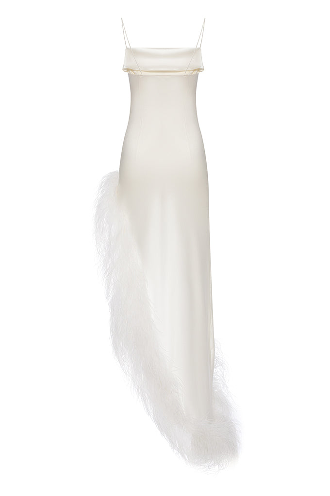 Sundress with an ostrich feather