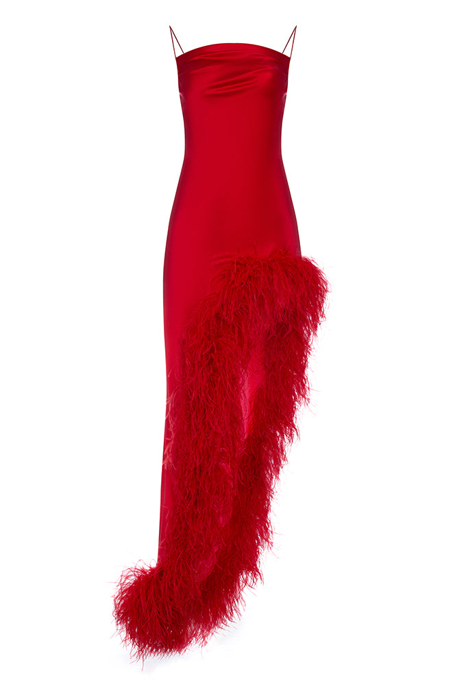 Sundress with an ostrich feather