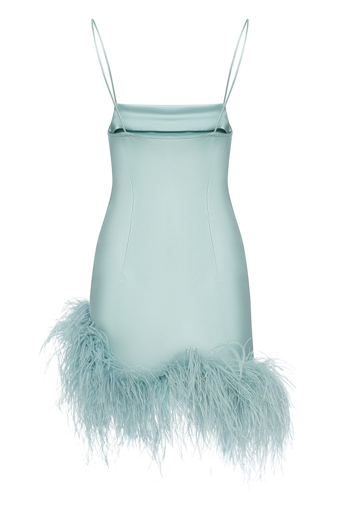 Mini dress with an ostrich feather