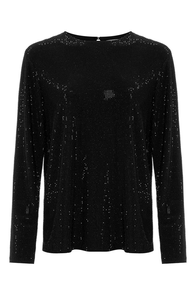 Crystal-encrusted  sweater round neck