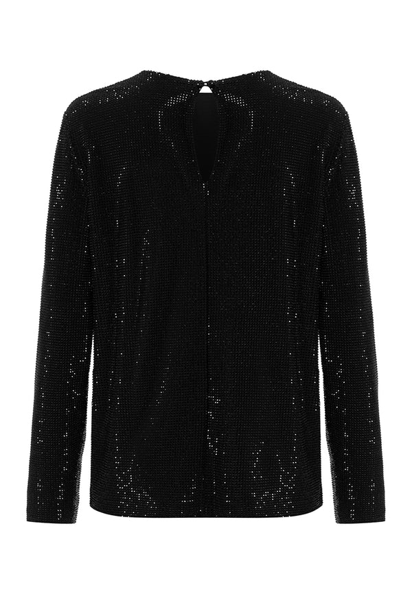 Crystal-encrusted  sweater round neck