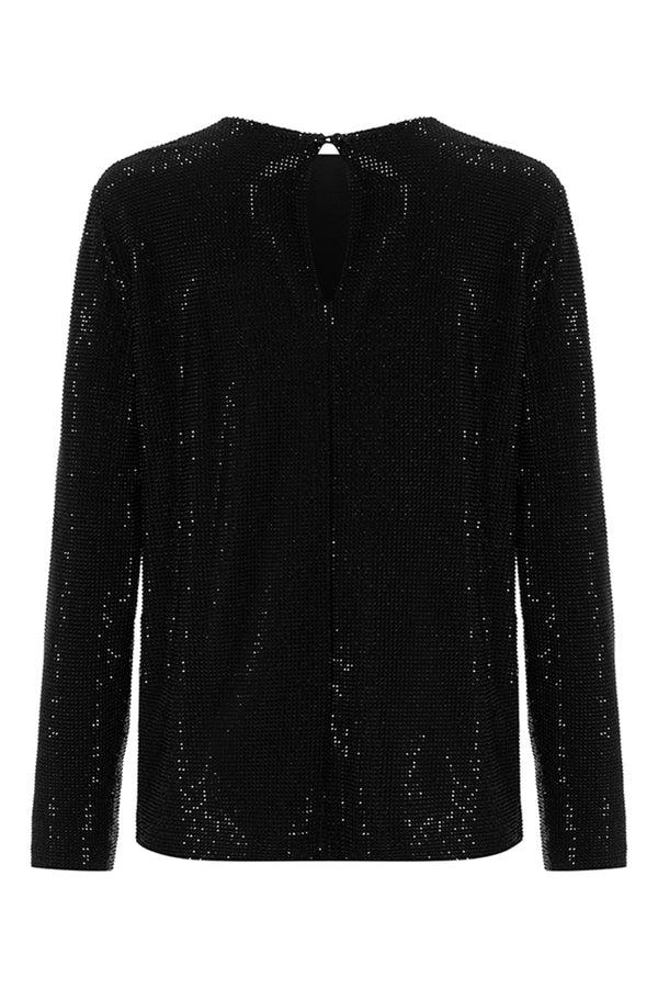 Crystal-encrusted  sweater round neck