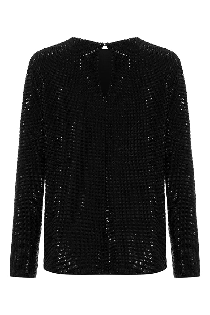 Crystal-encrusted  sweater round neck