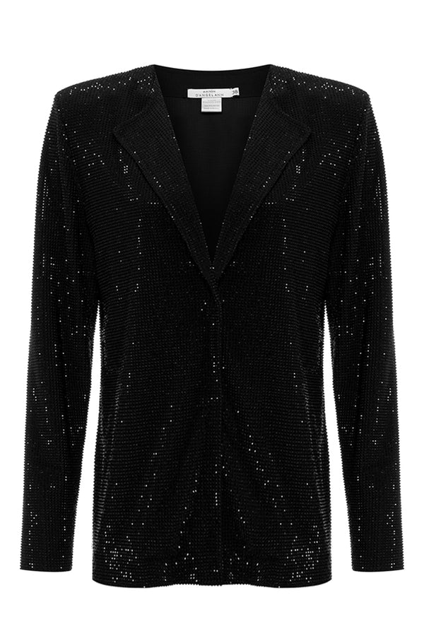 Crystal-encrusted V-neck jacket