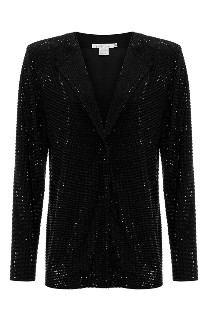 Crystal-encrusted V-neck jacket