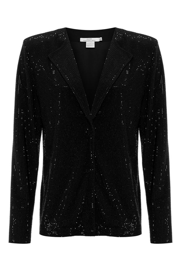 Crystal-encrusted V-neck jacket