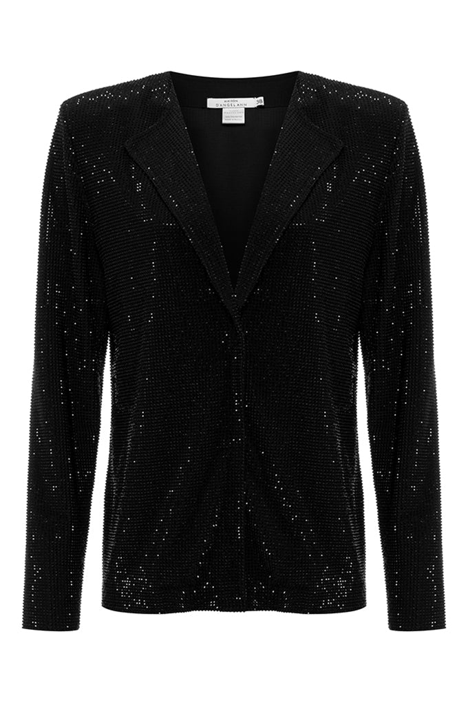 Crystal-encrusted V-neck jacket