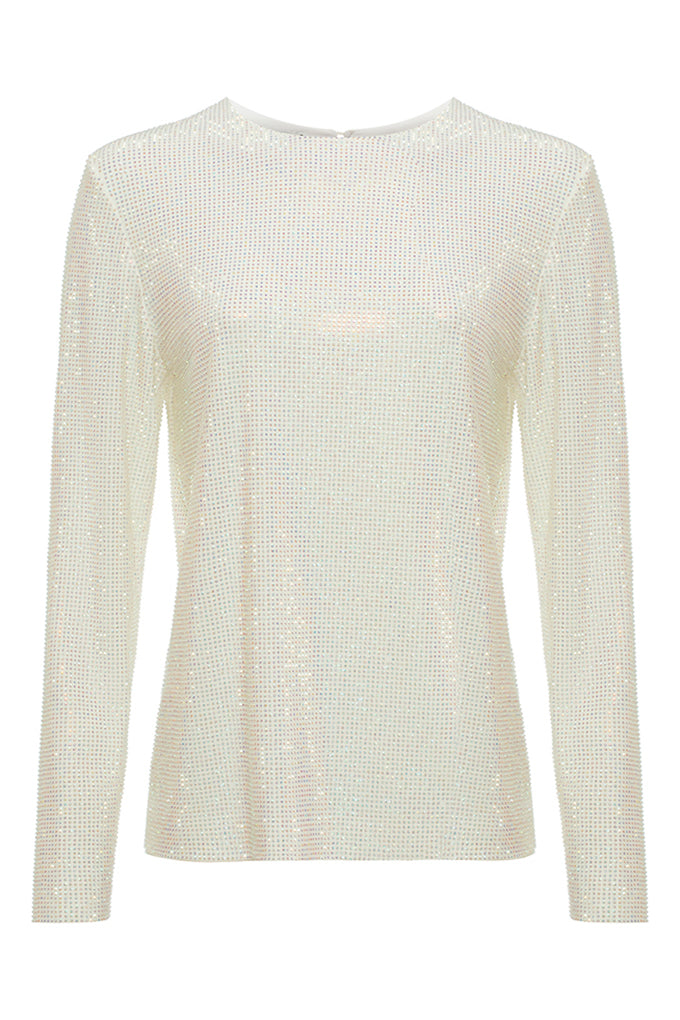 Crystal-encrusted  sweater round neck