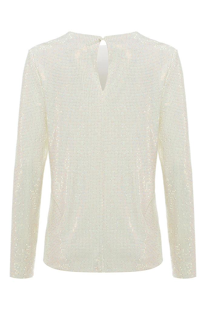 Crystal-encrusted  sweater round neck