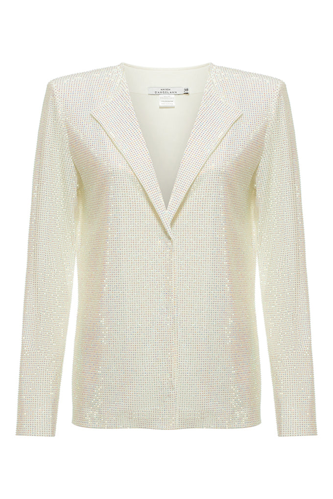 Crystal-encrusted V-neck jacket