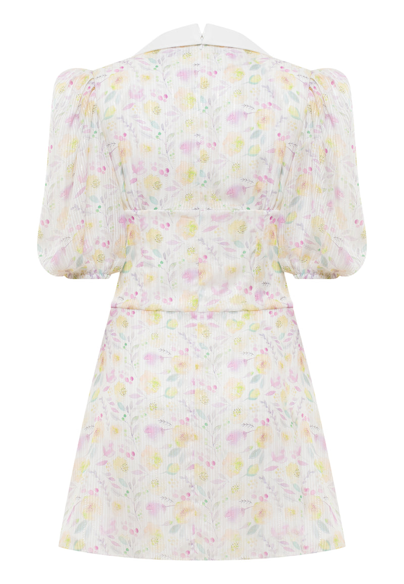 CHIFFON DOLL  MINI DRESS WITH FLORAL PRINT