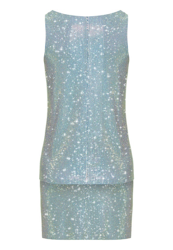 Crystal covered top with mini skirt