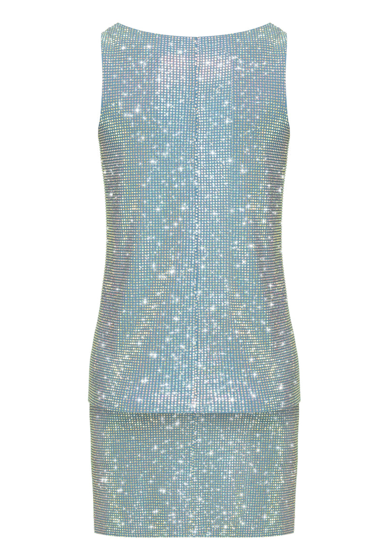 Crystal covered top with mini skirt