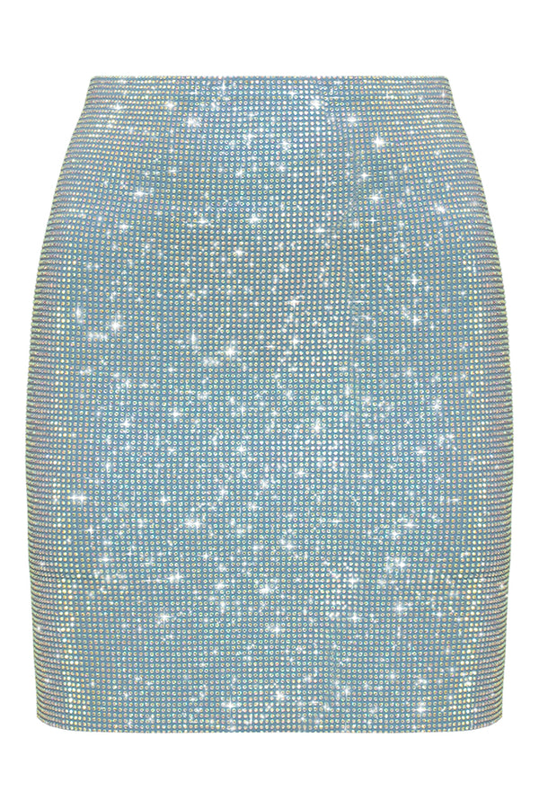 Crystal covered mini skirt