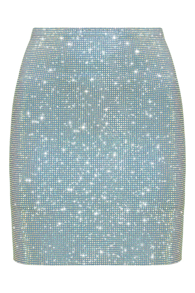 Crystal covered top with mini skirt