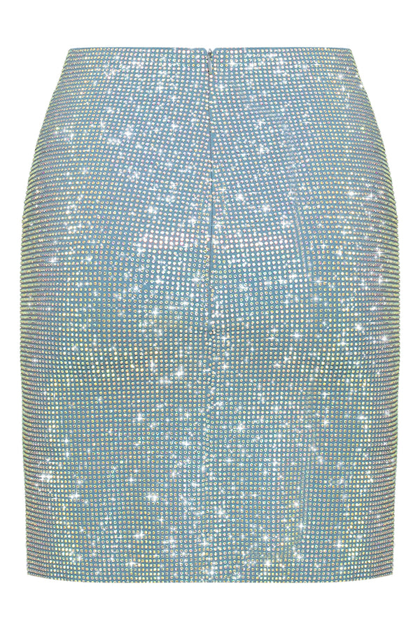 Crystal covered mini skirt