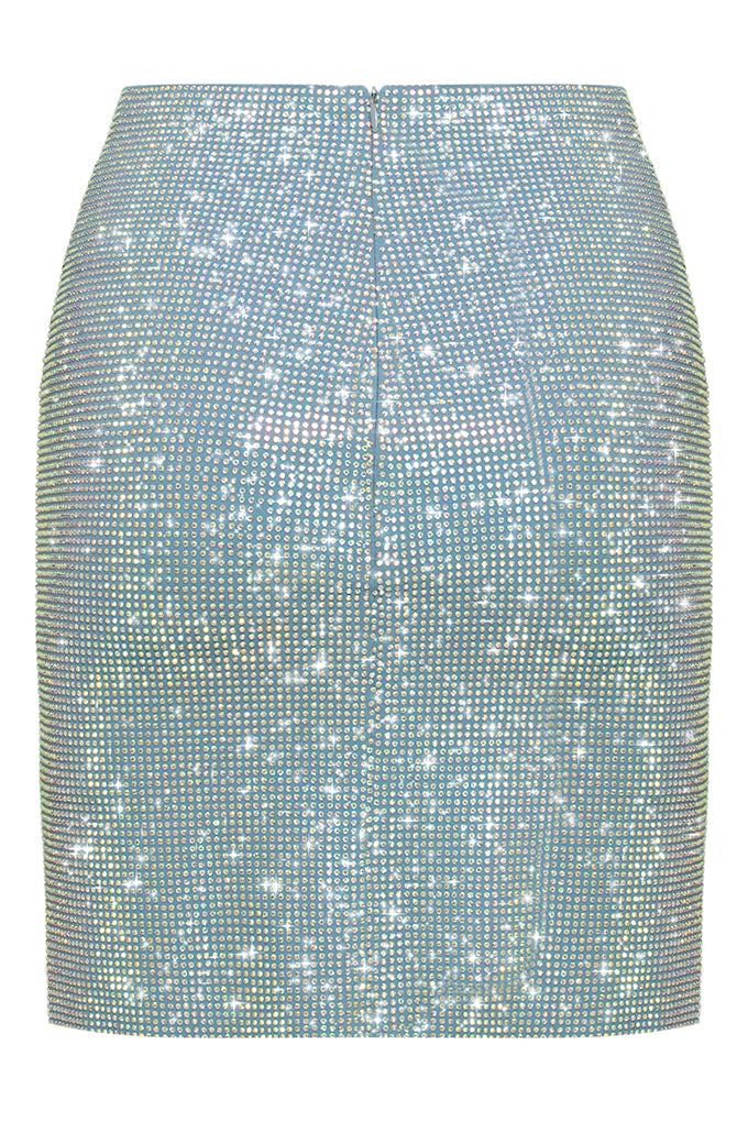 Crystal covered mini skirt