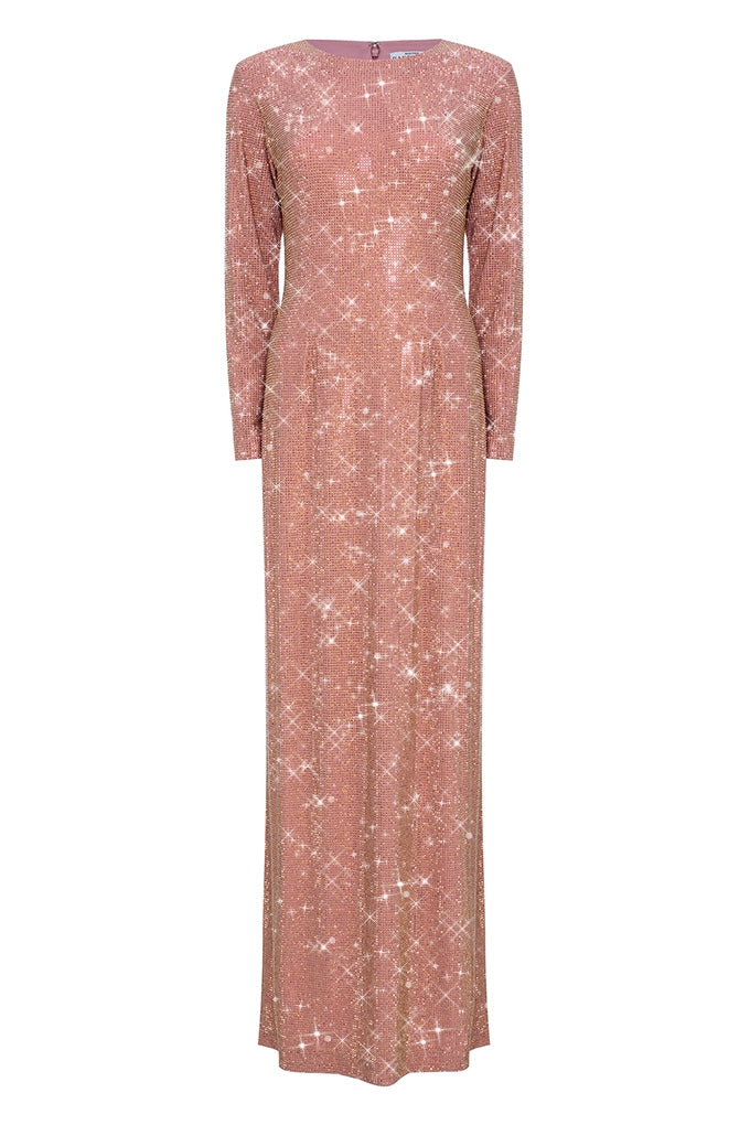 Long floor-length dress with a round neckline