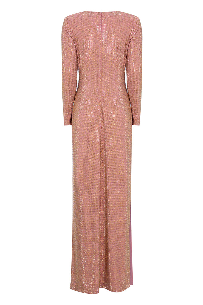 Long floor-length dress with a round neckline