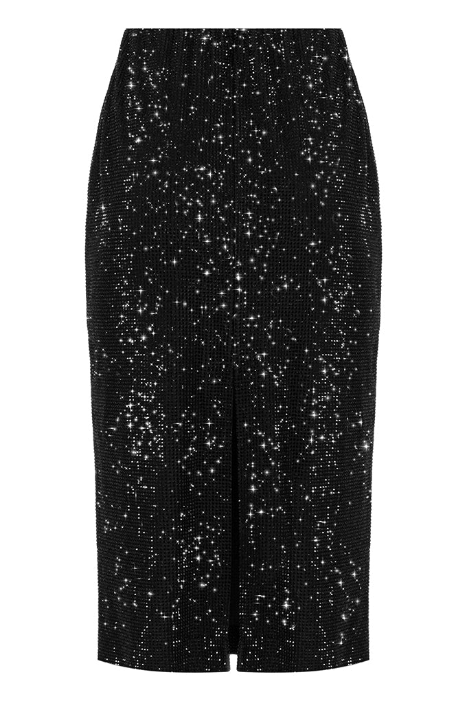 Straight midi skirt with rhinestones