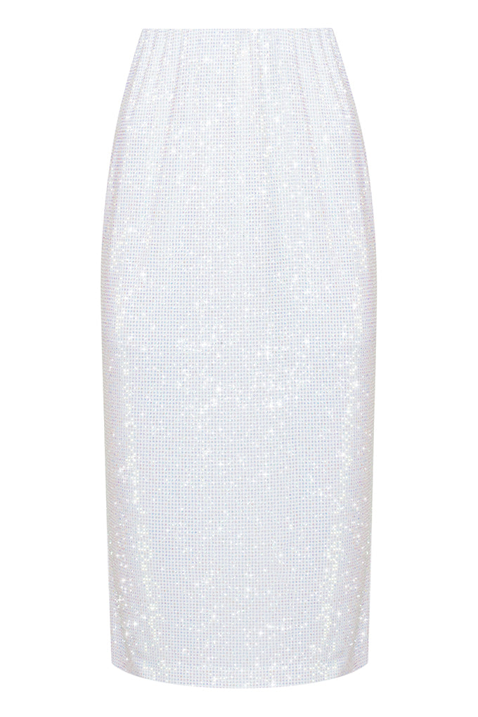 Straight midi skirt with rhinestones