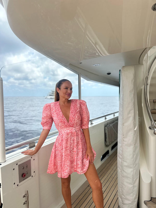 MINI FLORAL DRESS WITH PUFFY SLEEVES