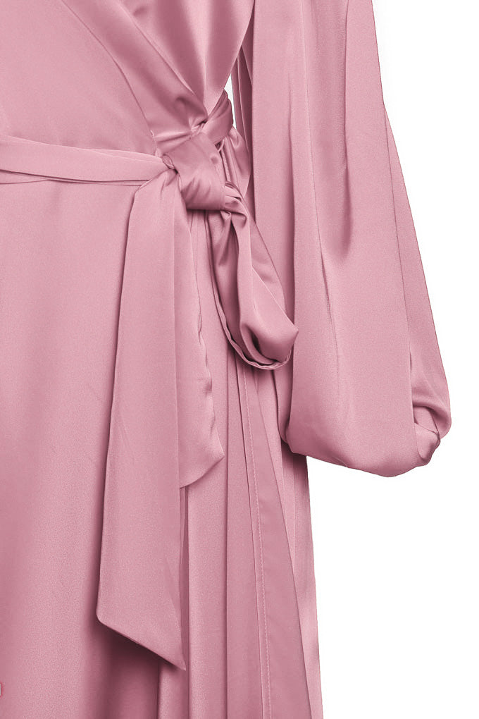 Flying maxi wrap dress with a belt at the waist