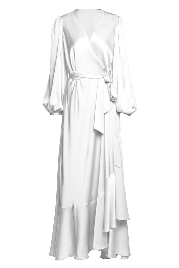 Flying maxi wrap dress with a belt at the waist