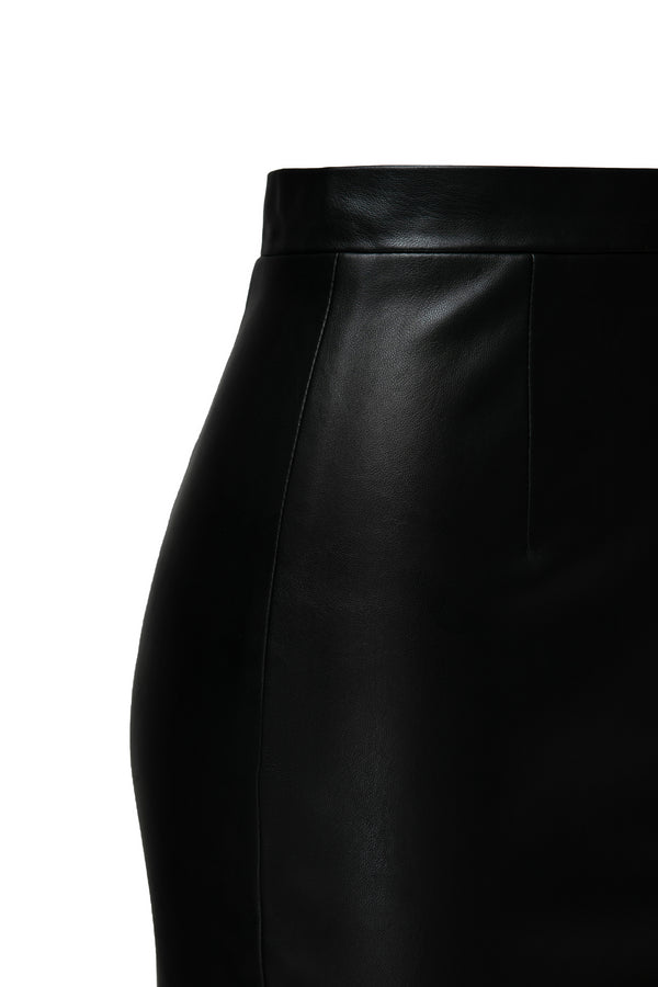 Tight leather mini skirt