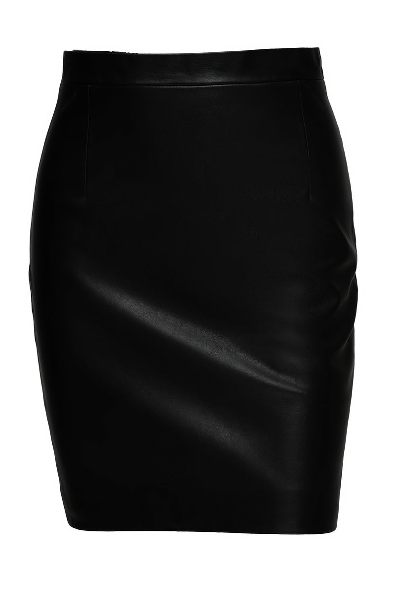 Tight leather mini skirt