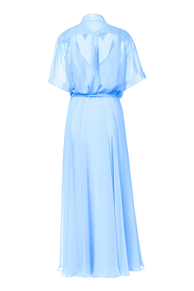 Chiffon midi dress with crystals