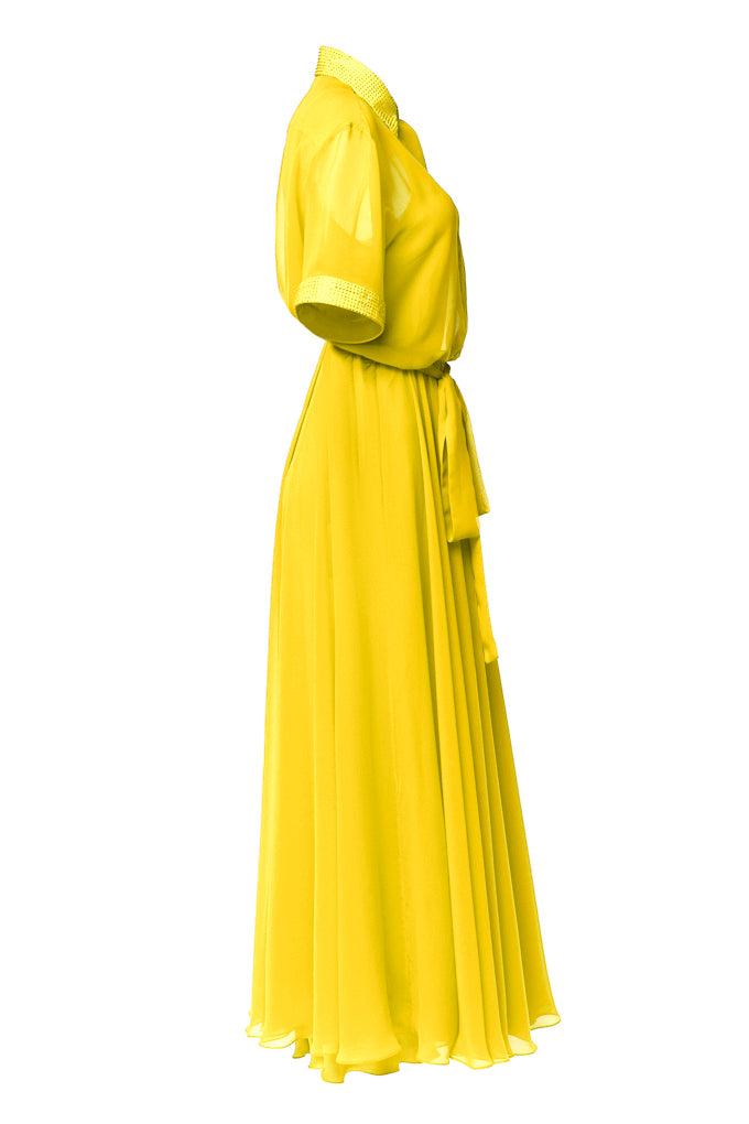 Chiffon midi dress with crystals