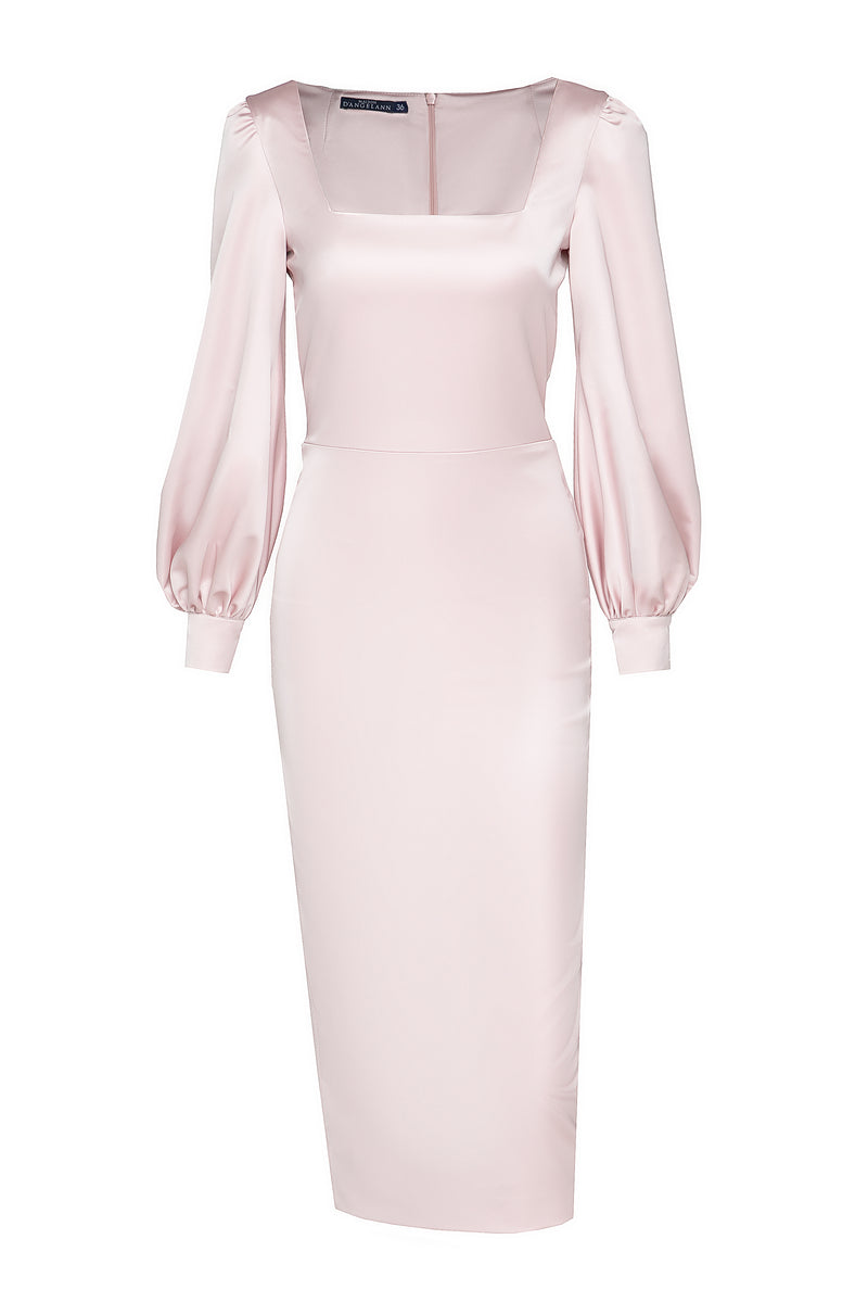 Midi dress with wide neckline