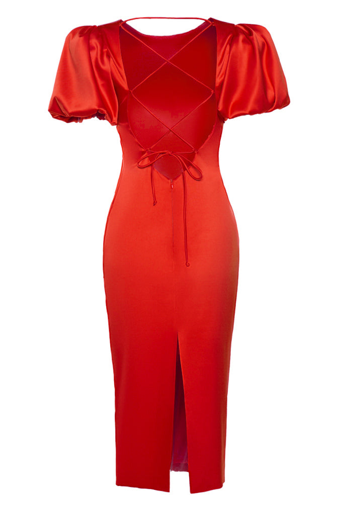 Lace-up open back dress