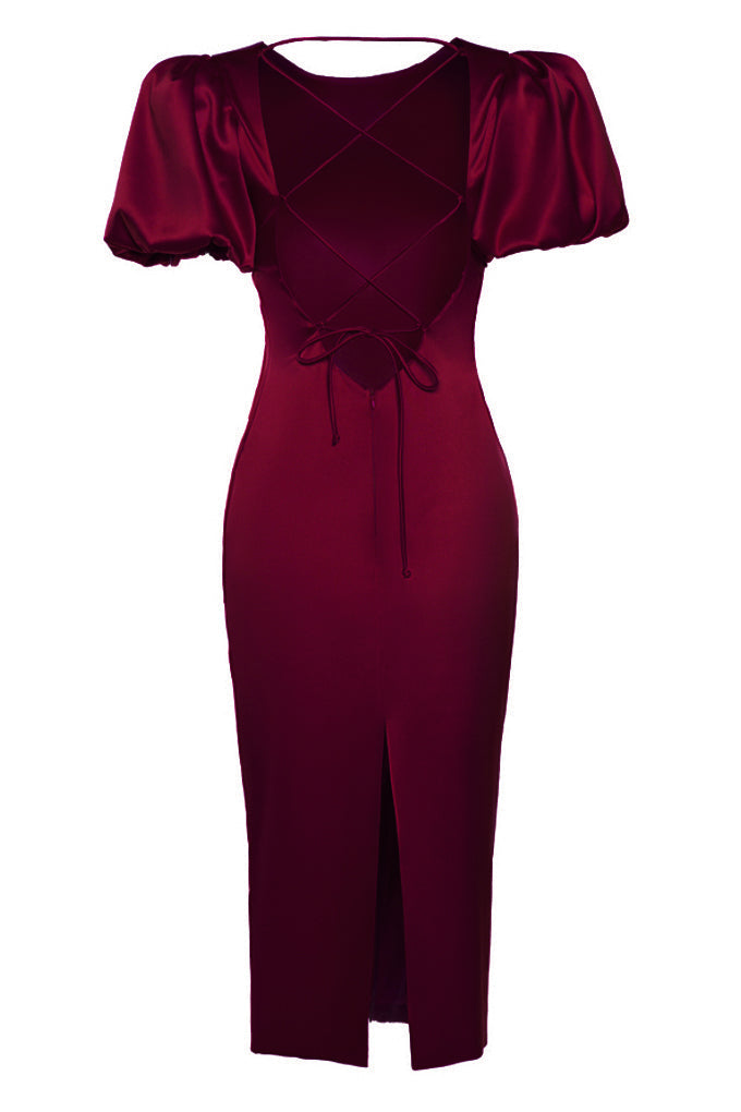 Lace-up open back dress