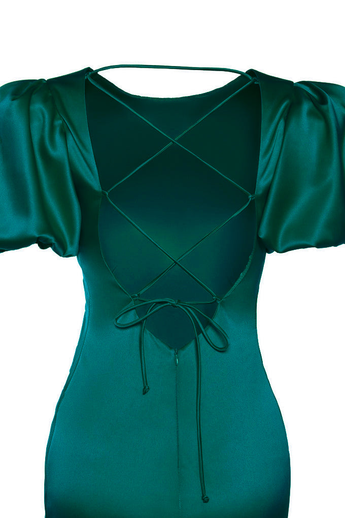 Lace-up open back dress